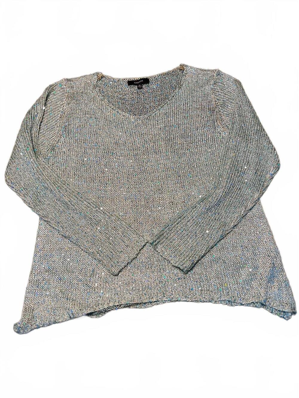 Kaktus XL Silver Viscose Knit Sweater with Sequins